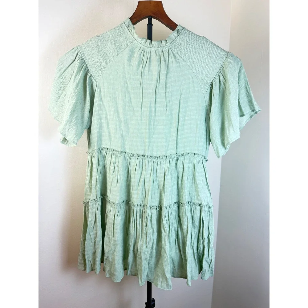 Talulah Womens Mint Green Tiered‎ Dress Medium Crinkle Easy Flowy Spring Summer